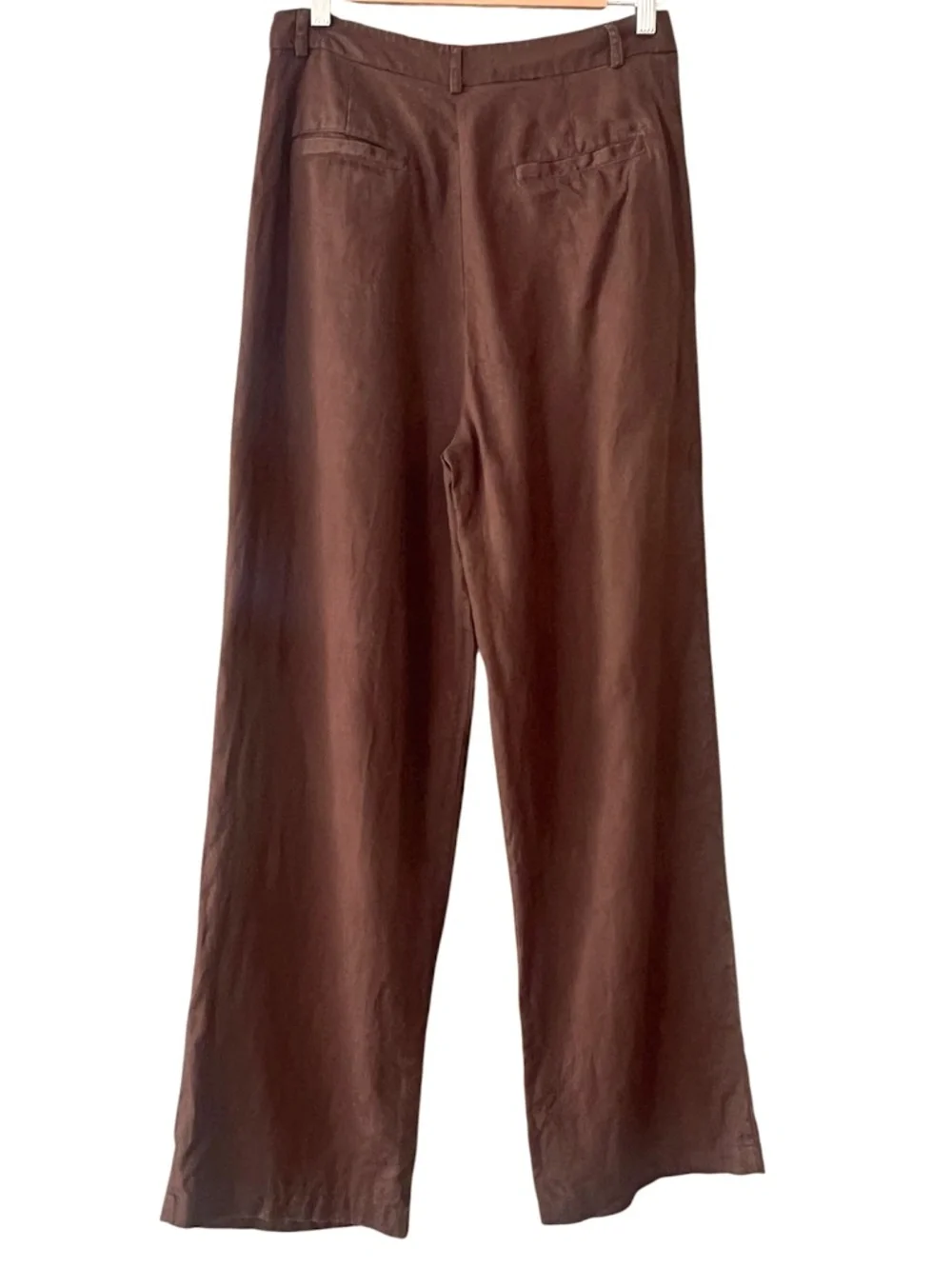 Reformation Vesta Wide Leg Linen Pants in Cafe Brown Size 8